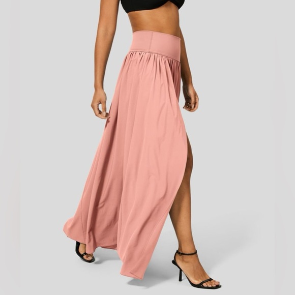 Halara High Waisted Plicated Split 2-in-1 Flowy Quick Dry Maxi Casual Skirt |NEW - Picture 2 of 9